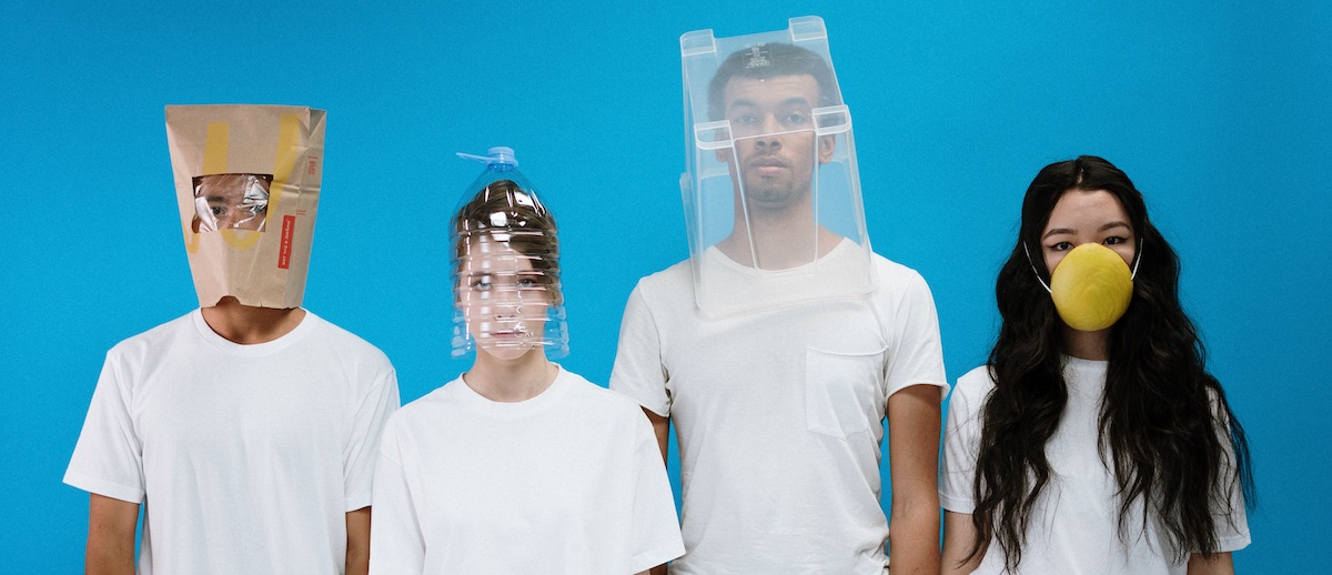 people with diy masks